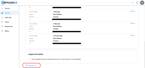 How can I delete my account? – Copyleaks