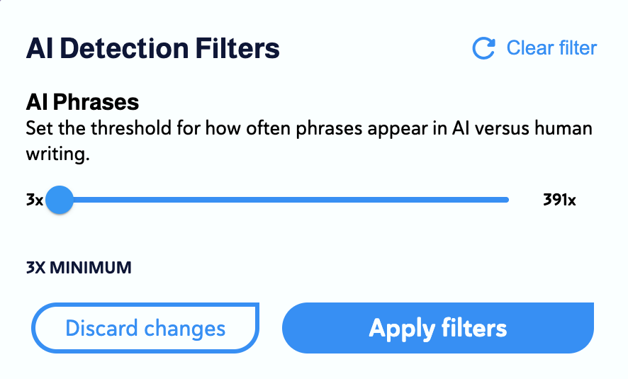 Can I set an AI Phrases Threshold Filter?